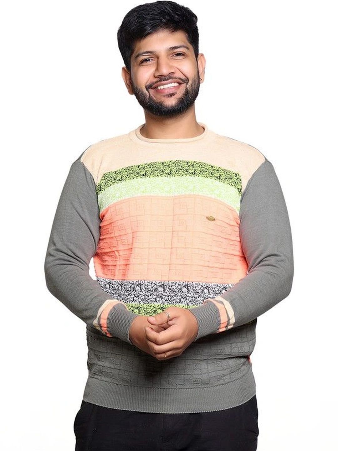 Grand Line Men Colourblocked Pullover