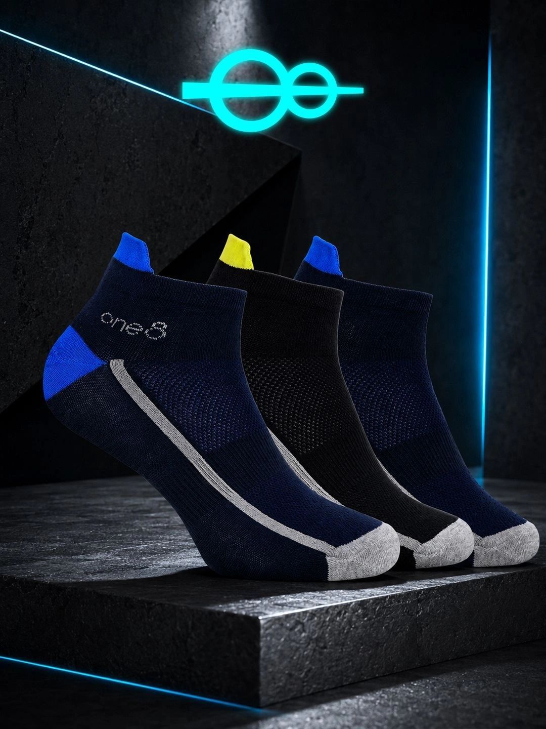 One8 Men Pack of 3 Low Ankle Cotton Socks HEIQ Anti-Odour Soft & Breathable Sock