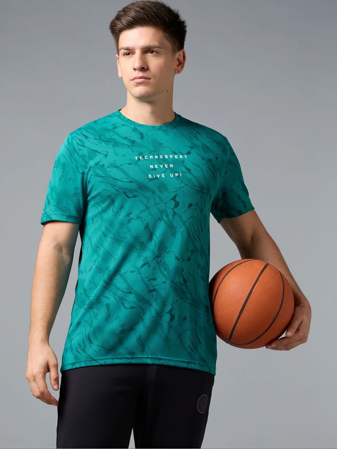 Technosport Men's Typography & Abstract Graphic Print Crew Neck T-shirt