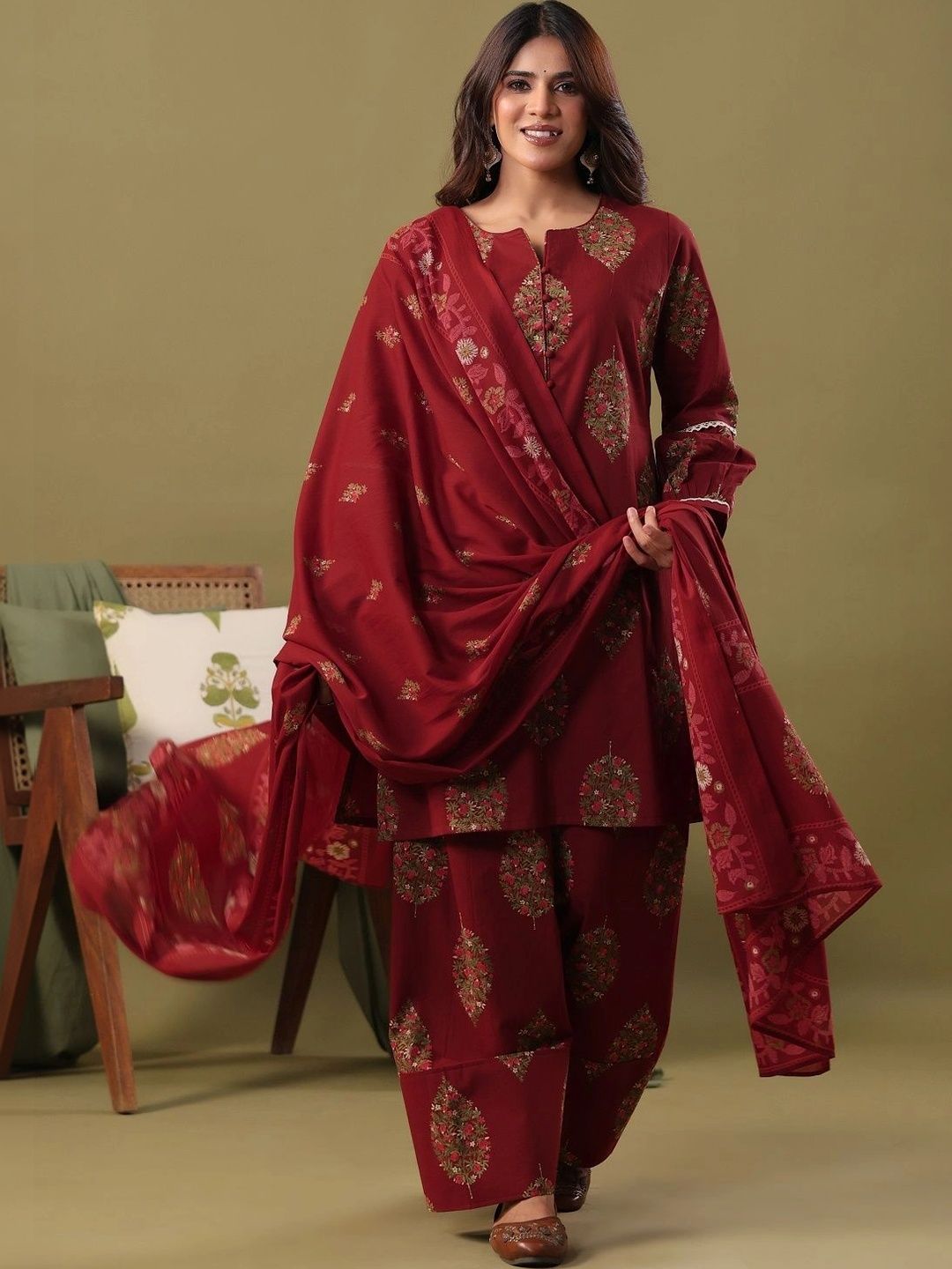 Rimeline Women Printed Kurta with Patiala With Dupatta