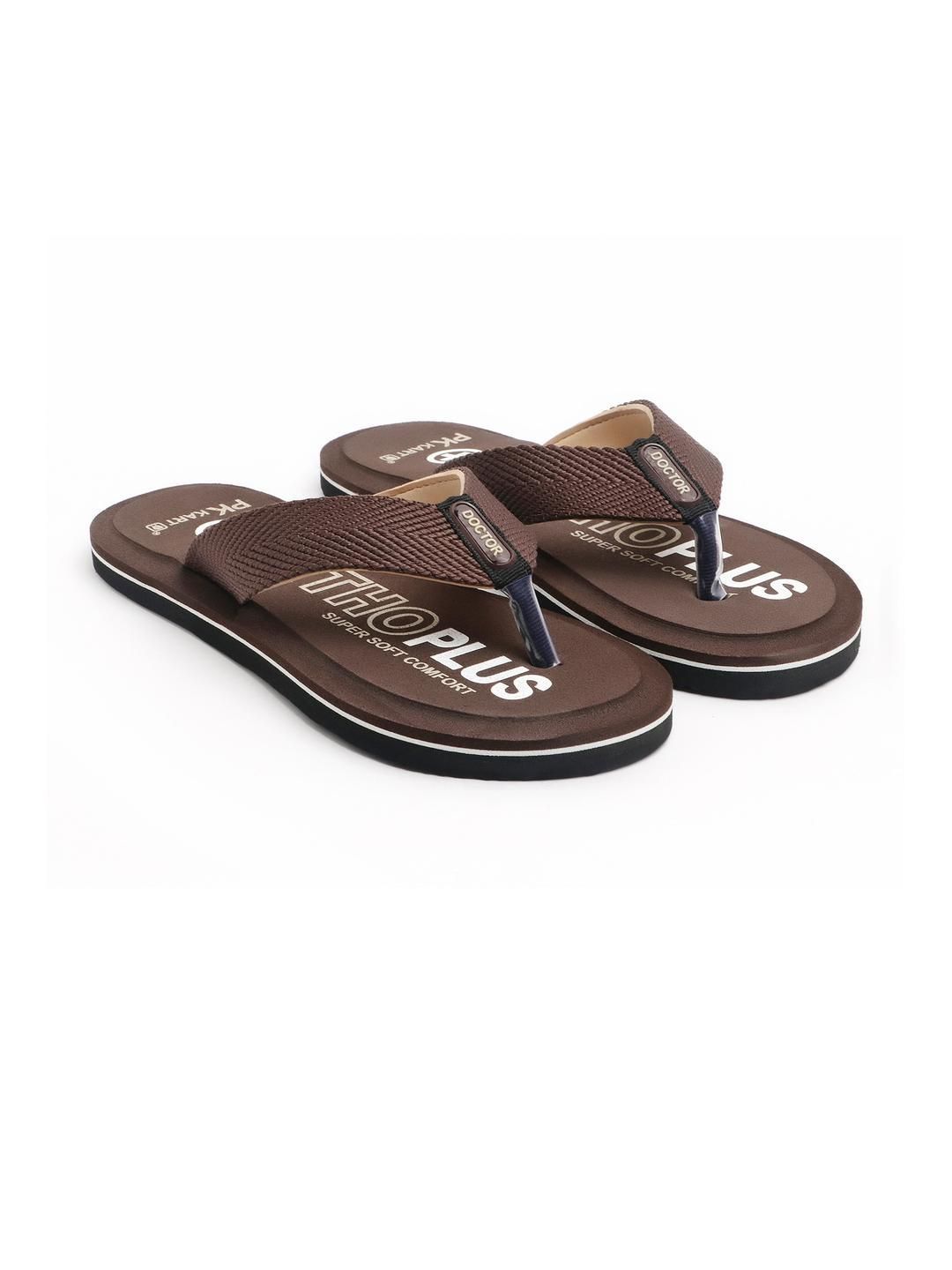 PKKART Men Brown EVA Thong Flip-Flops