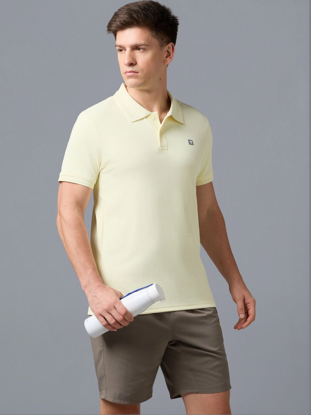 Technosport Men Brand Logo Polo Collar Slim Fit T-shirt