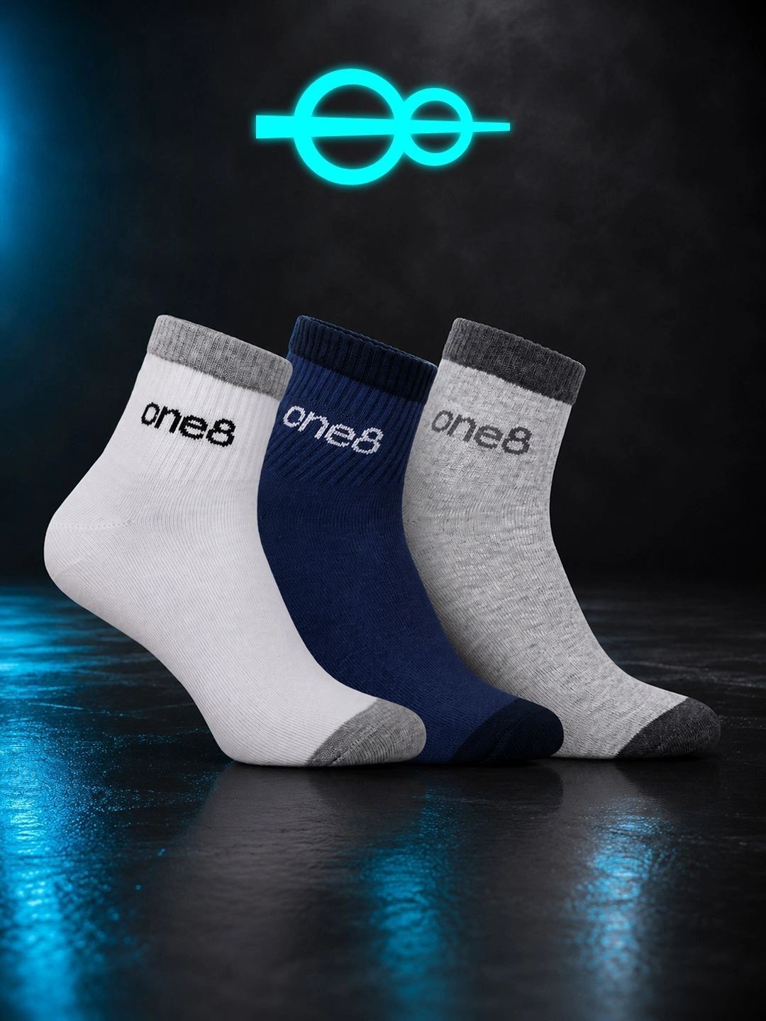 One8 Men Pack of 3 Ankle Length Socks Anti-Odour & Antibacterial Breathable