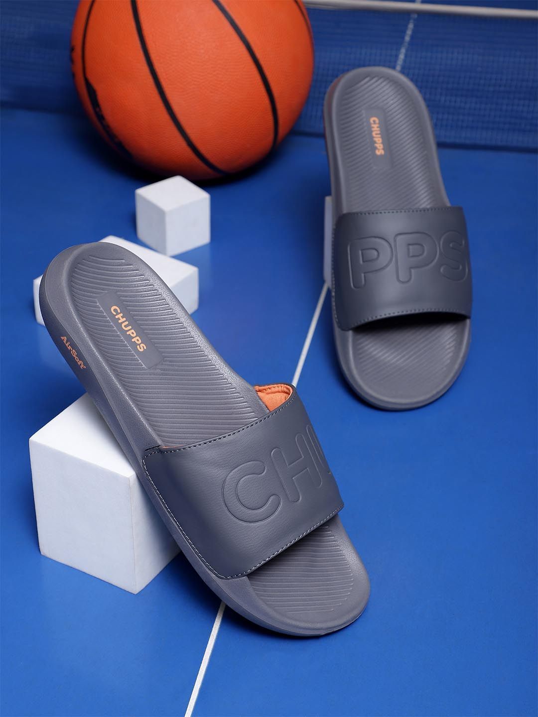 CHUPPS Men Dark Grey Pure Airsoft Orthopedic Sliders