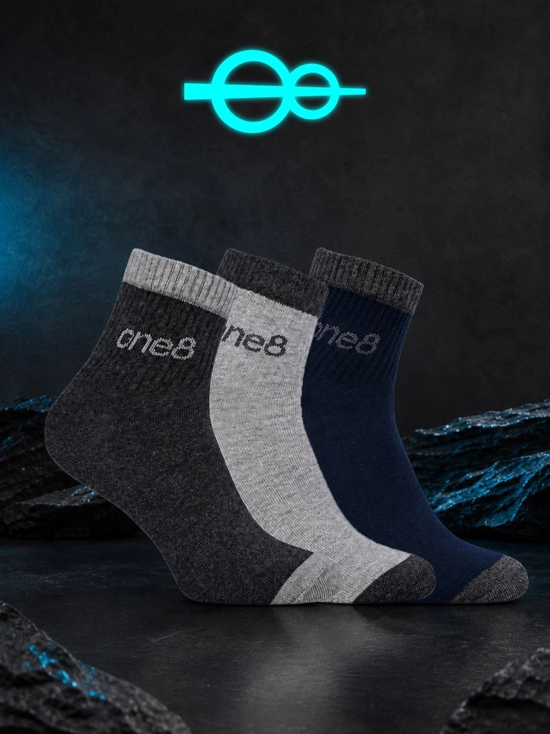 One8 Men Pack of 3 Ankle Length Socks Anti-Odour & Antibacterial Breathable