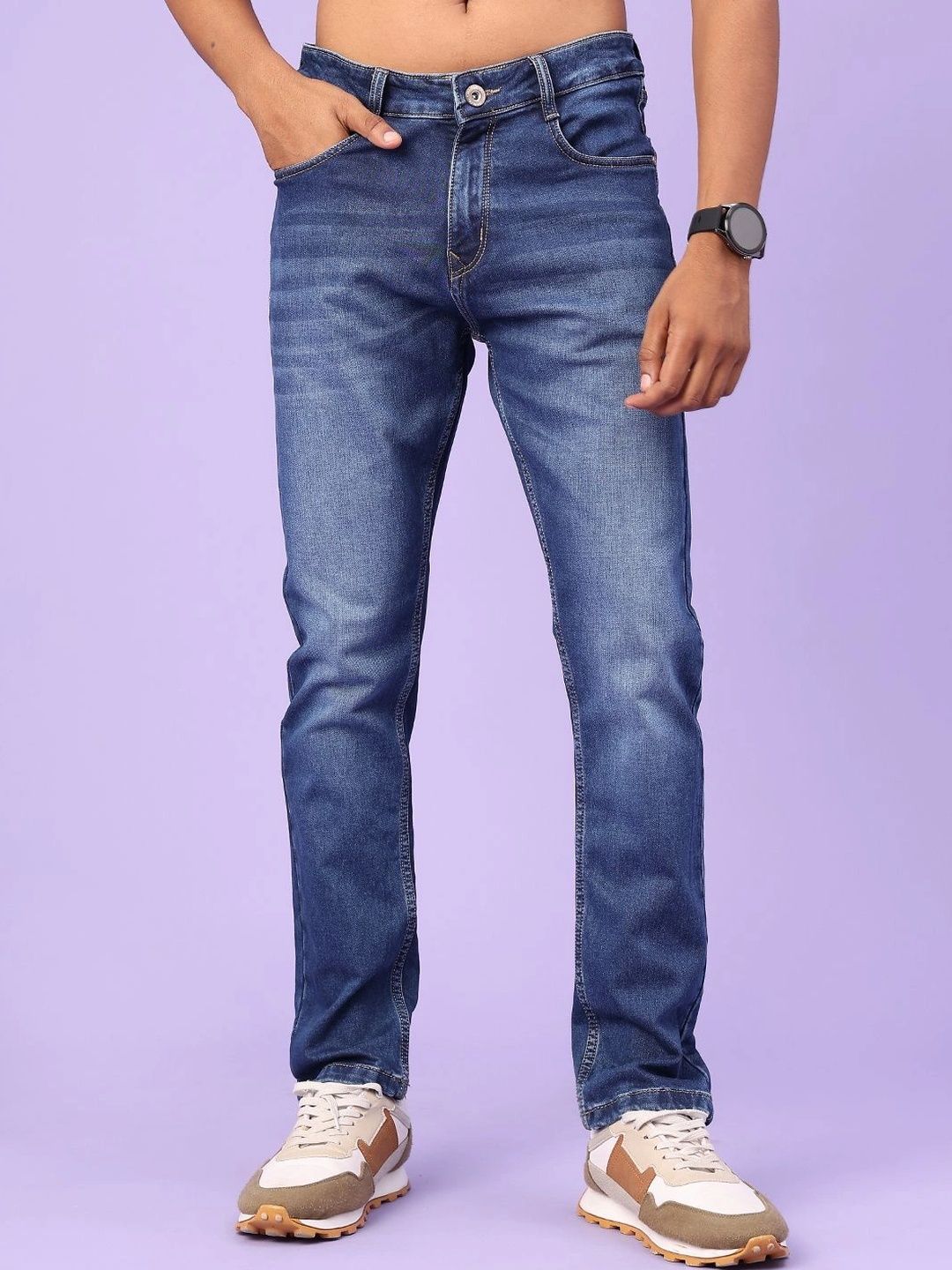 V-Mart Men Regular Fit Mid-Rise Low Distress Jeans