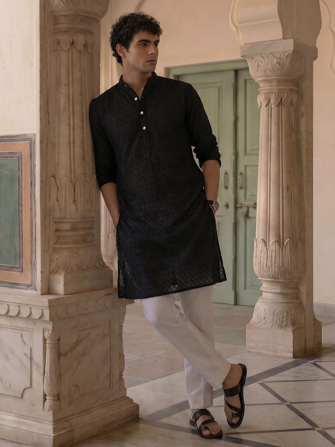 Anouk Band Collar Embroidered Kurta