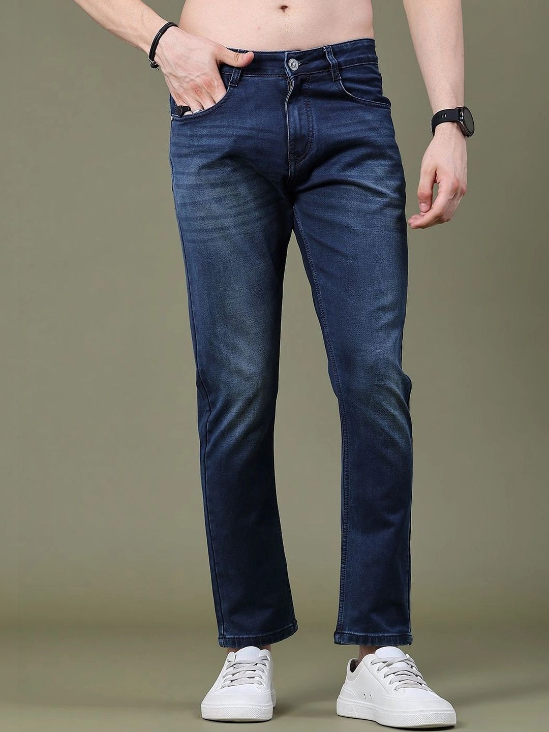 V-Mart Men Regular Fit Mid-Rise Low Distress Jeans