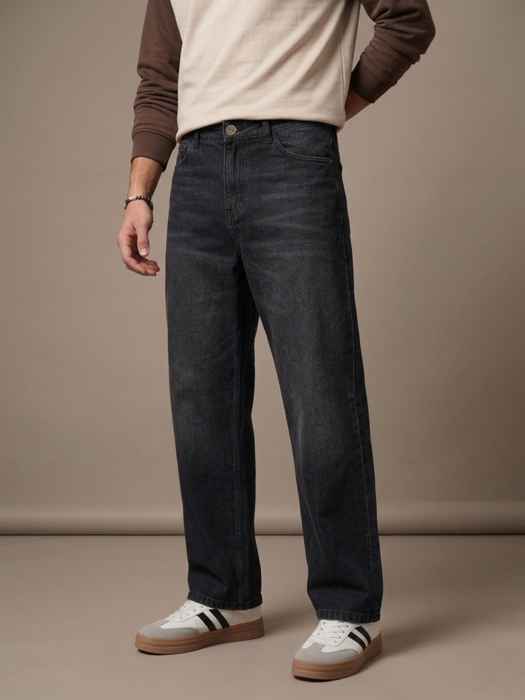 glitchez Men Baggy Fit Light Fade Jeans