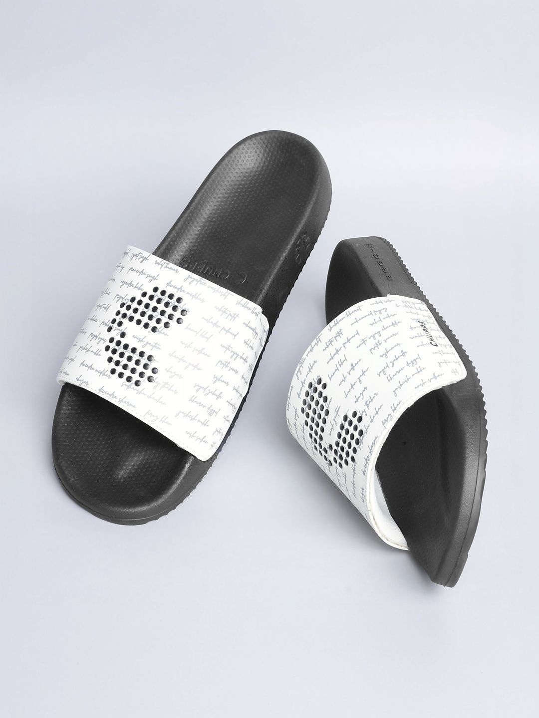CHUPPS Men Black White Dot Fusion V2 Ergo-X Orthopedic Sliders