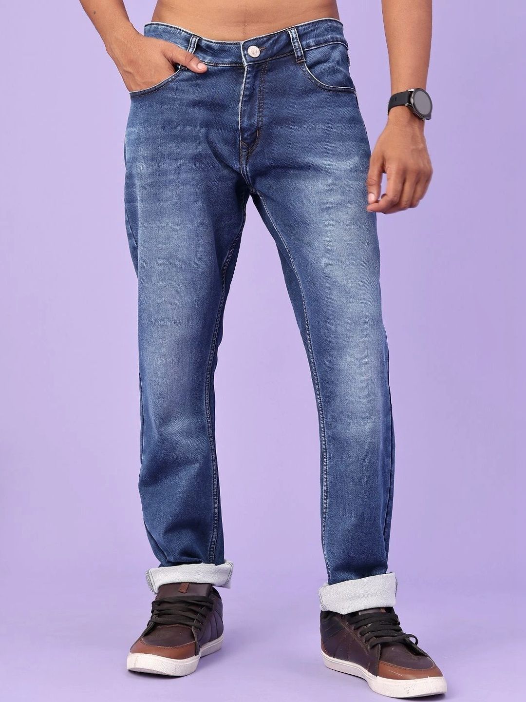 V-Mart Men Regular Fit Mid-Rise Low Distress Jeans