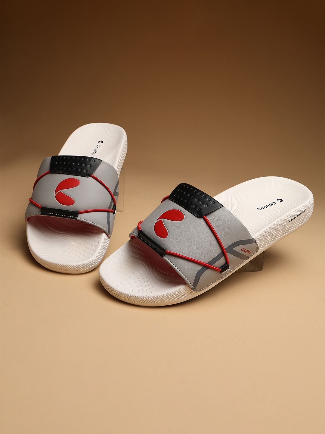 CHUPPS Men Grey White Magnum Orthopedic Sliders
