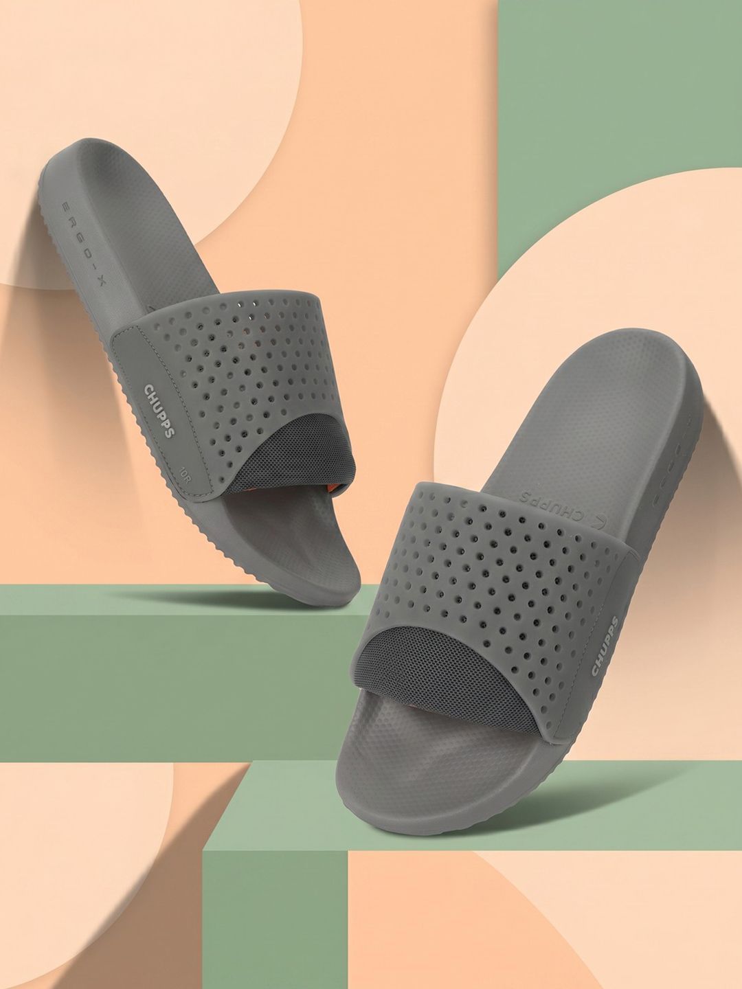 CHUPPS Men Grey Dink Ergo-X Orthopedic Sliders