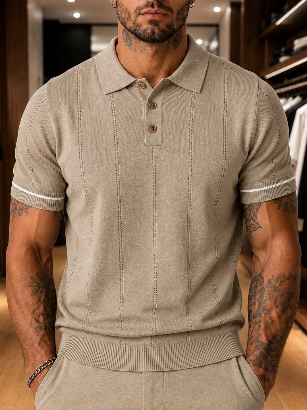 FABRIPPLE Men Polo Collar T-shirt
