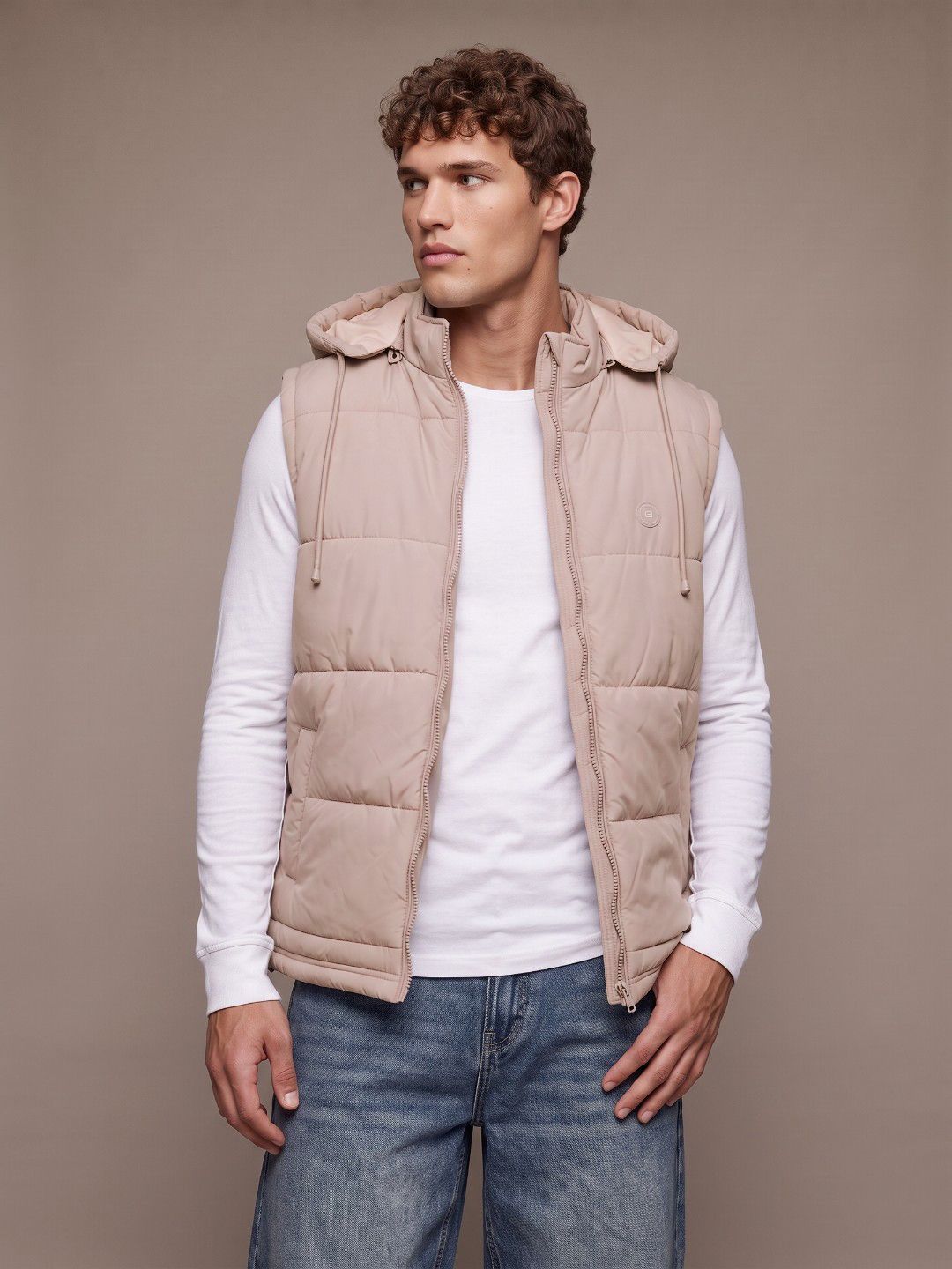 glitchez Relaxed Fit Hooded Gilet Jacket