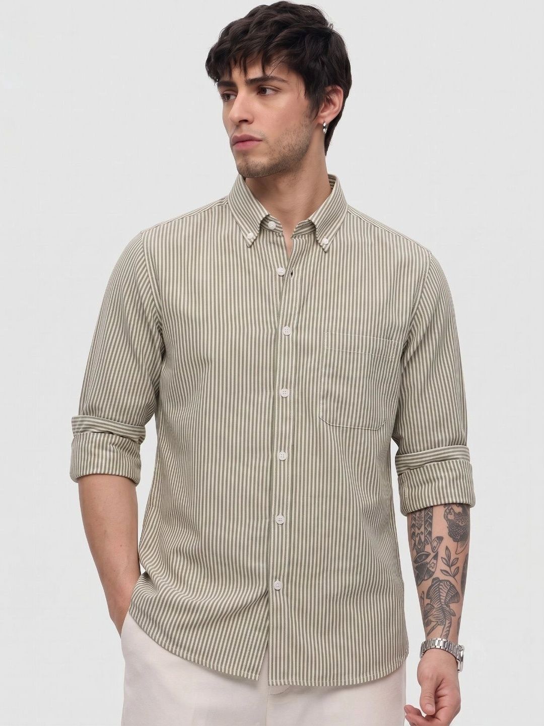 HENSHIKA Men Standard Striped Casual Shirt