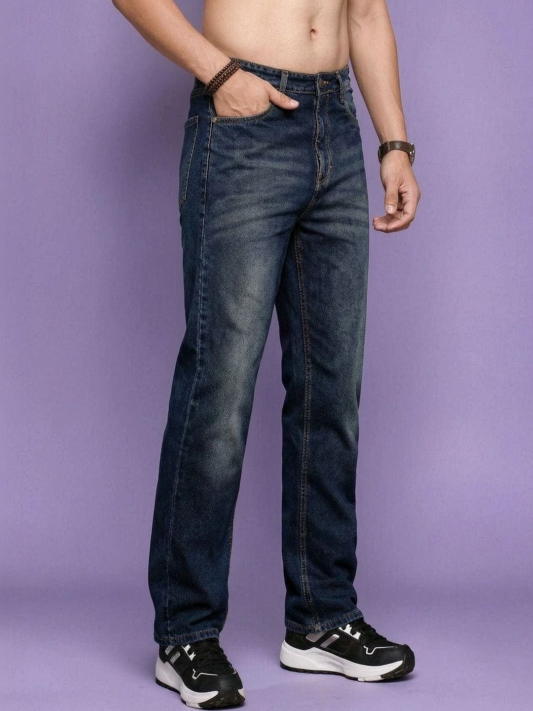 Roadster Men Jean Straight Fit Mid-Rise Low Distress Stretchable Jeans