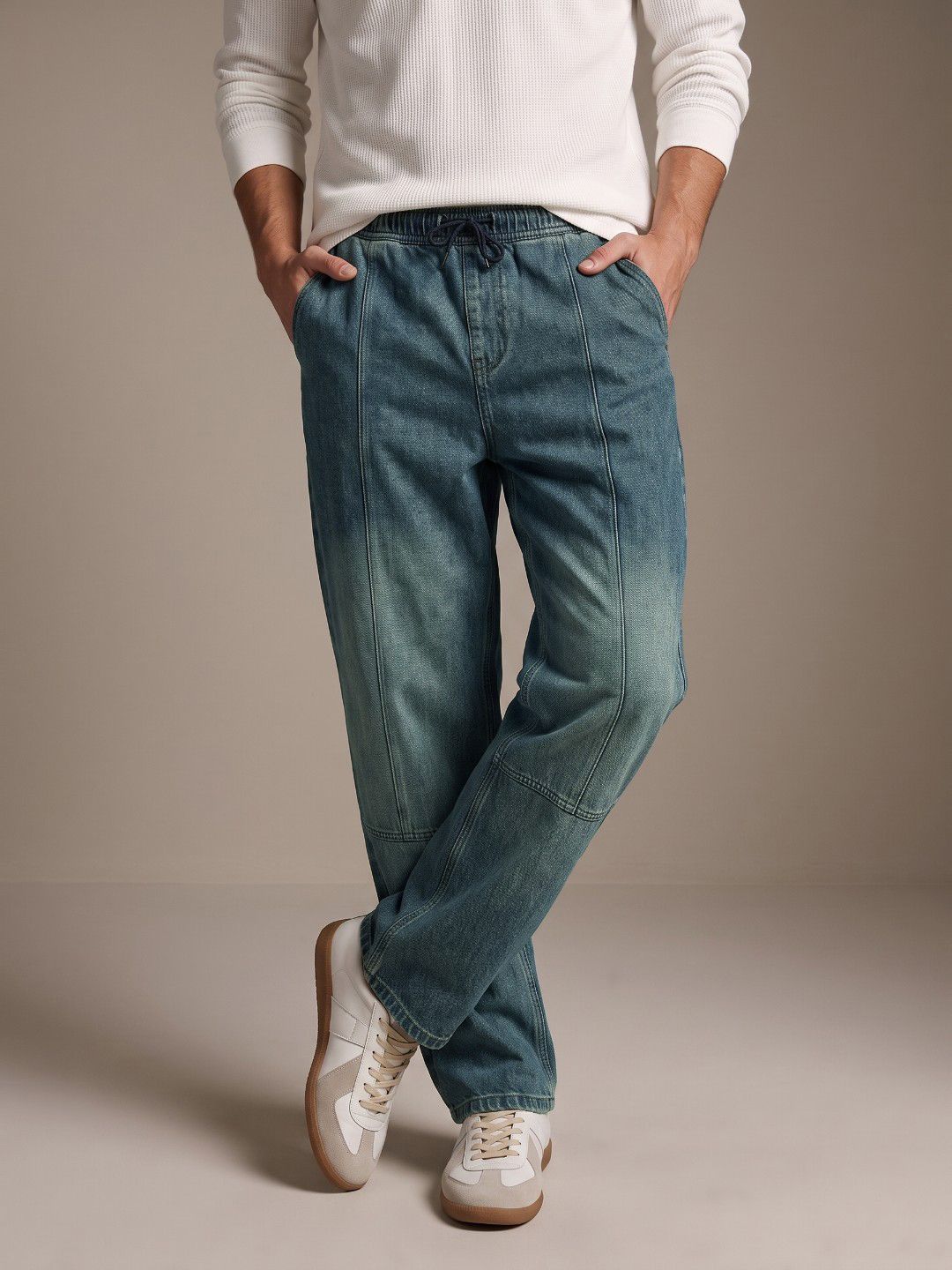 glitchez Men Pure Cotton Baggy Fit Heavy Fade Jeans