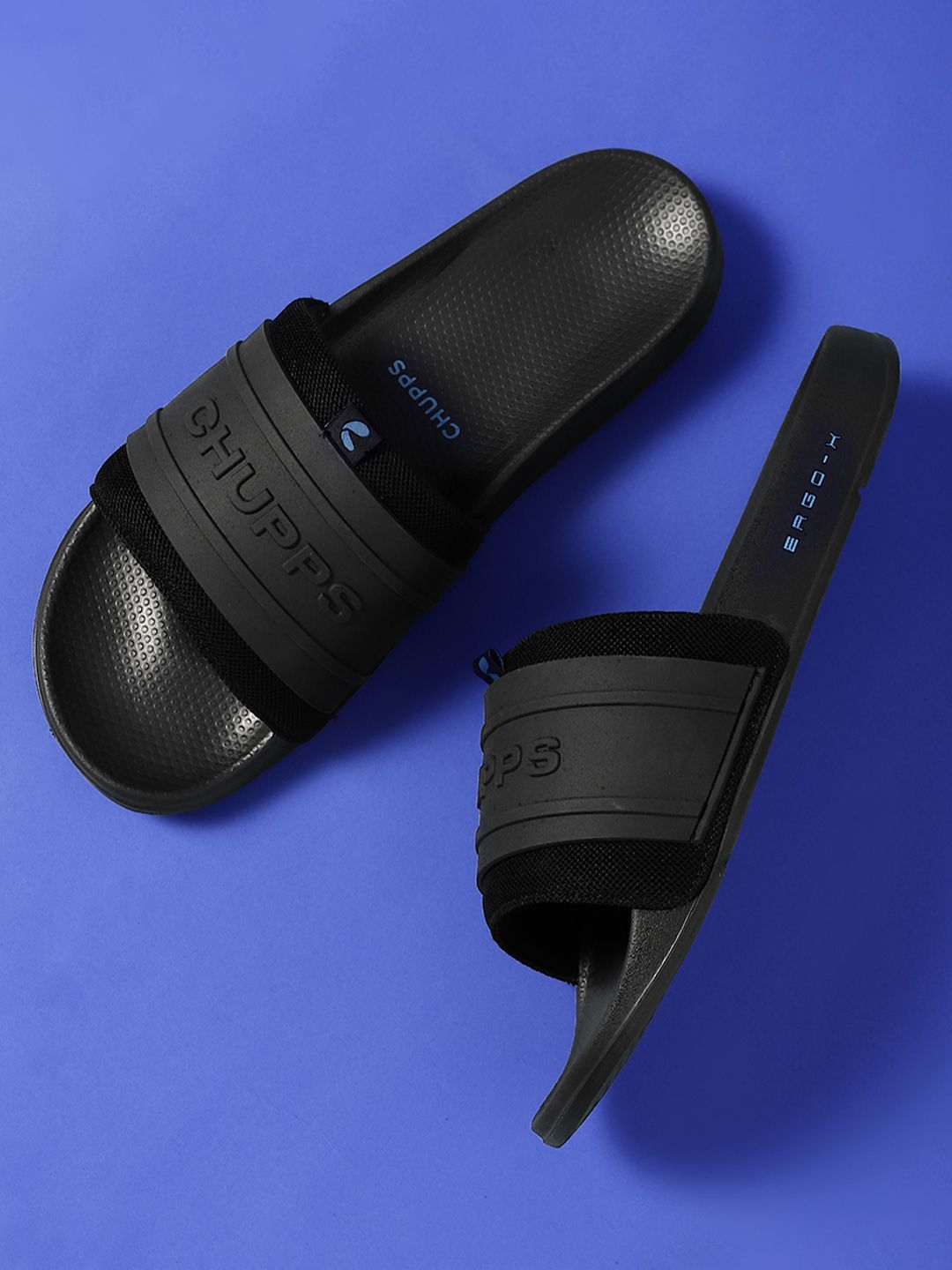 CHUPPS Men Black Rover Orthopedic Sliders