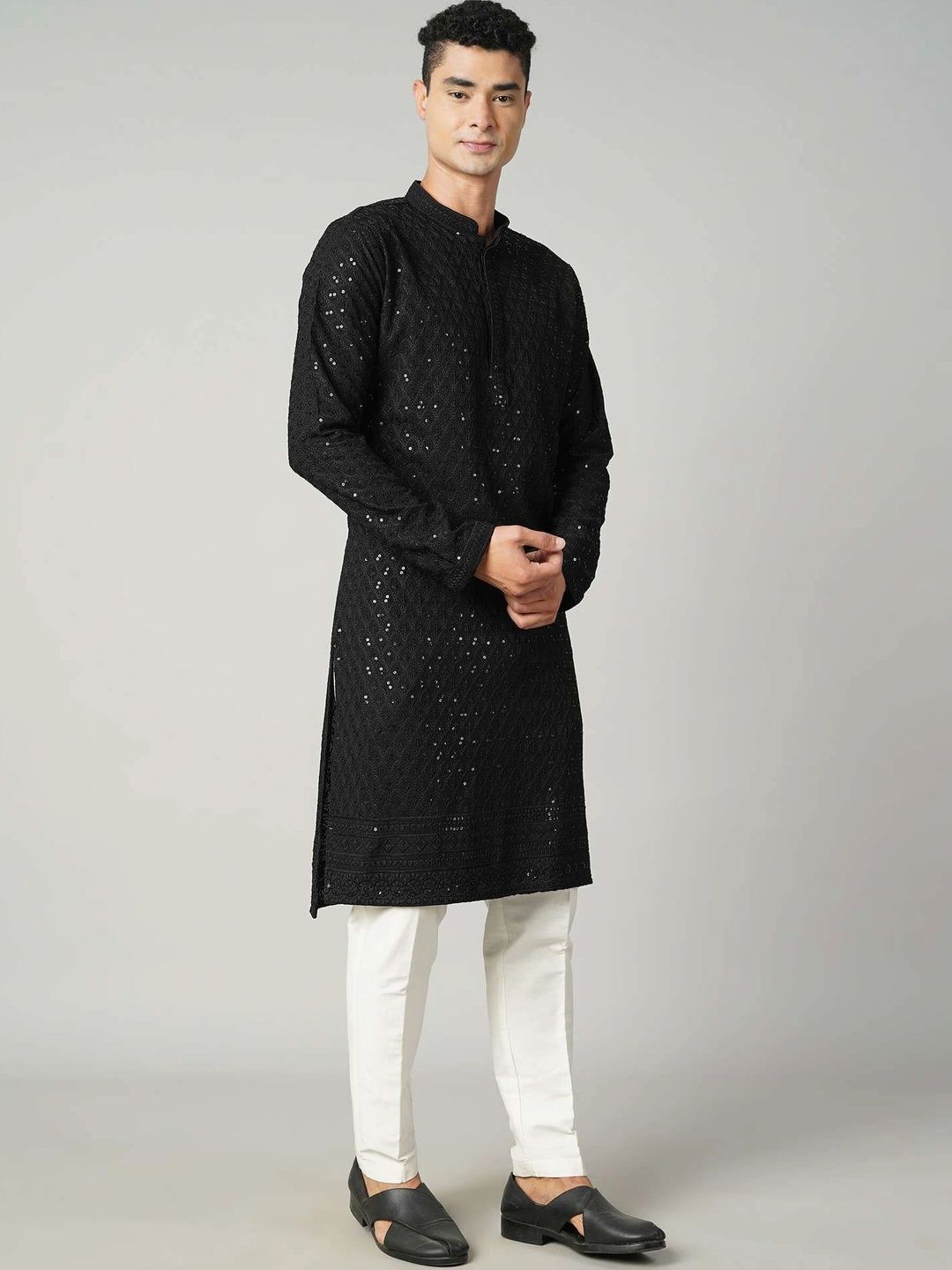 Kaashi Couture Men Sequinned Kurta