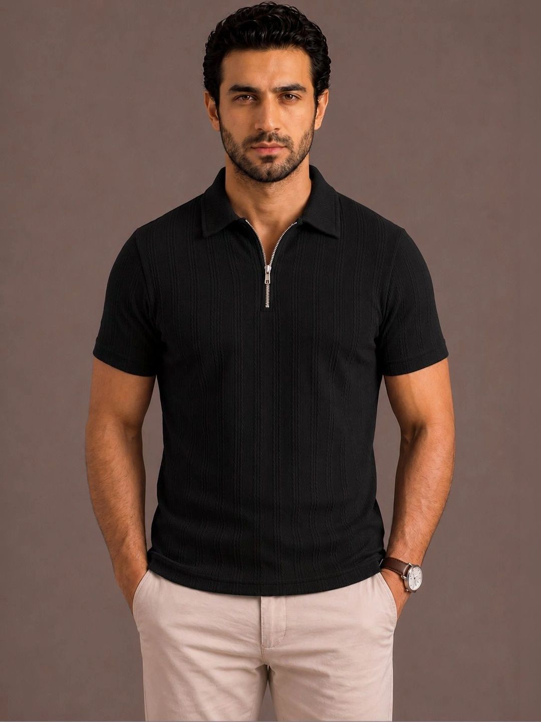 HERE&NOW Men Polo Collar T-shirt