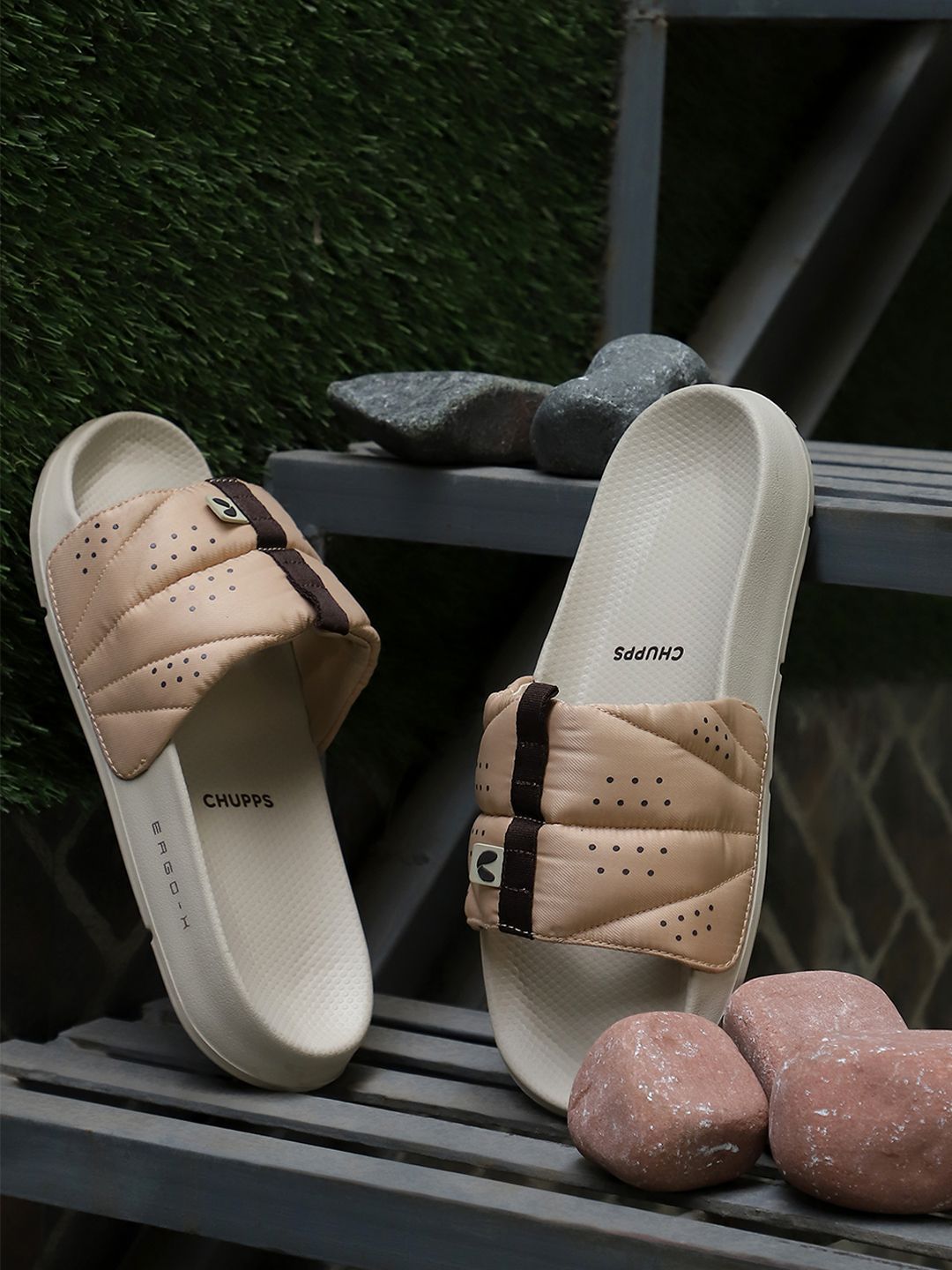 CHUPPS Men Beige Turbo Ergo-X Orthopedic Sliders