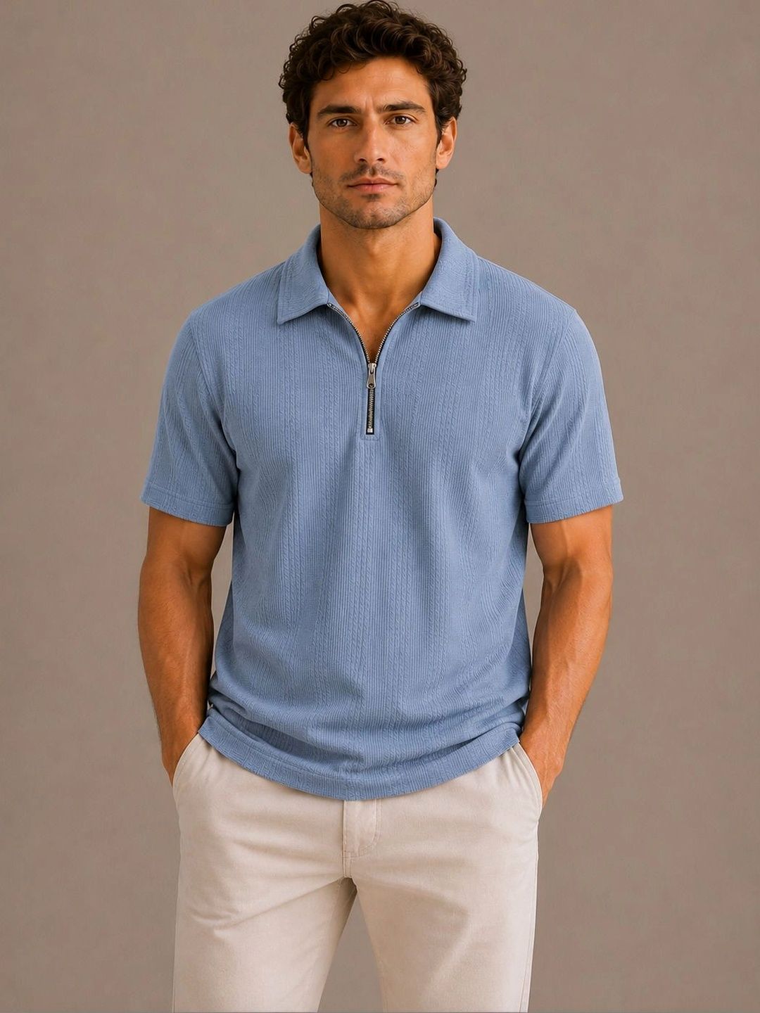 HERE&NOW Men Polo Collar T-shirt