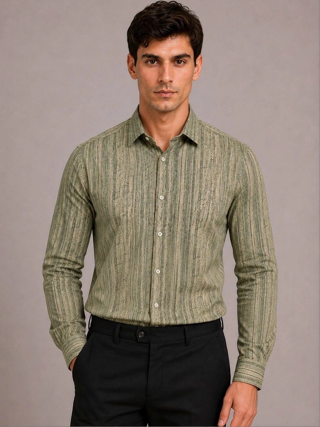 Foomer Men Multi Striped Cotton Casual Shirt