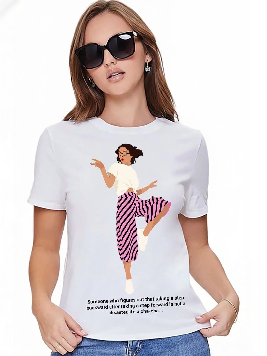 VLAM Women Printed Slim Fit T-shirt