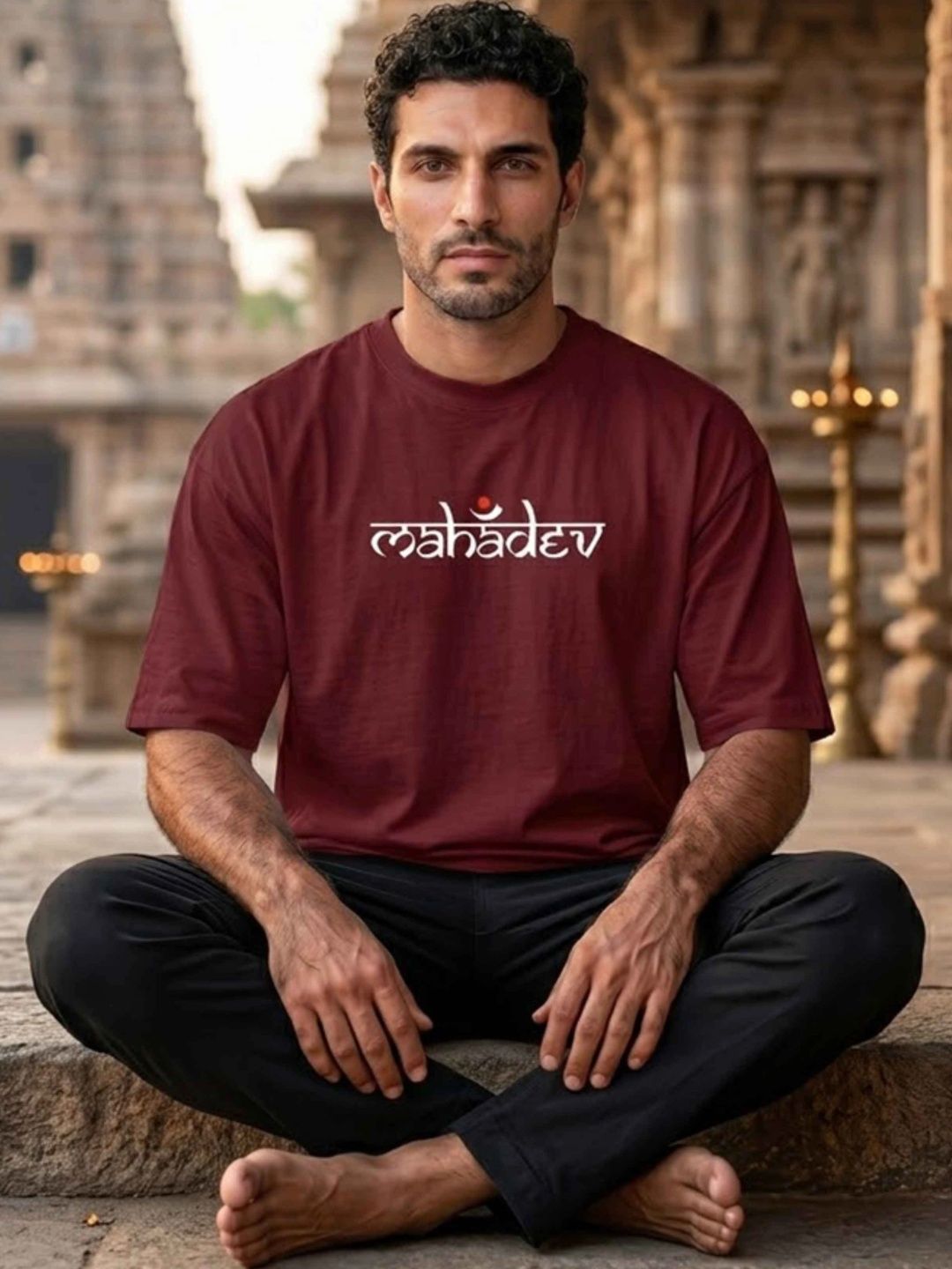 EXCELLO Men Typography Printed Drop-Shoulder Sleeves T-shirt