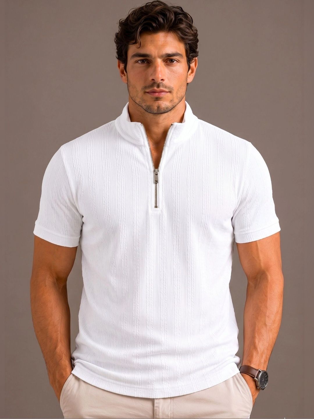HERE&NOW Men Polo Collar T-shirt