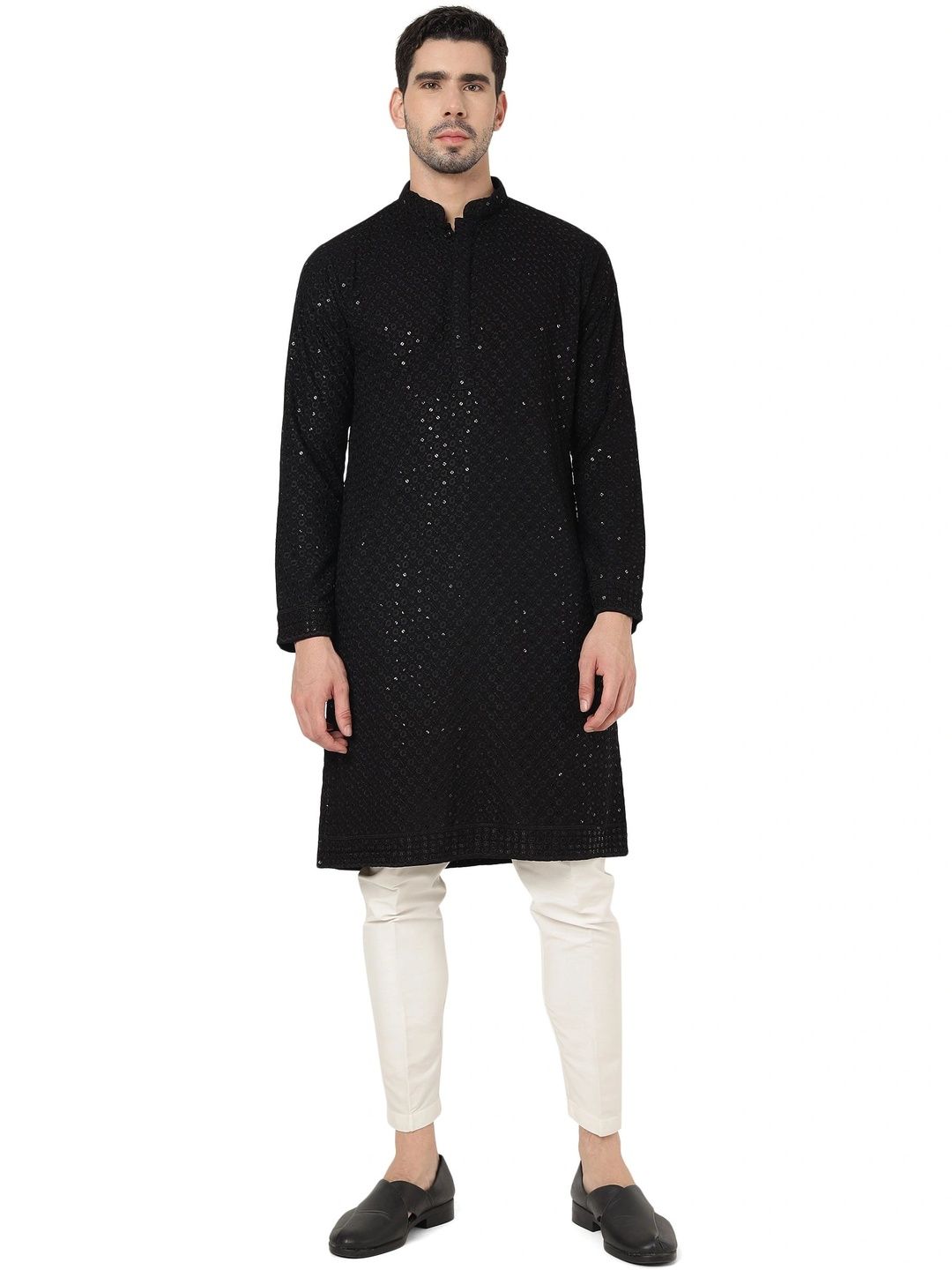 Kaashi Couture Men Embellished Sequinned Kurta