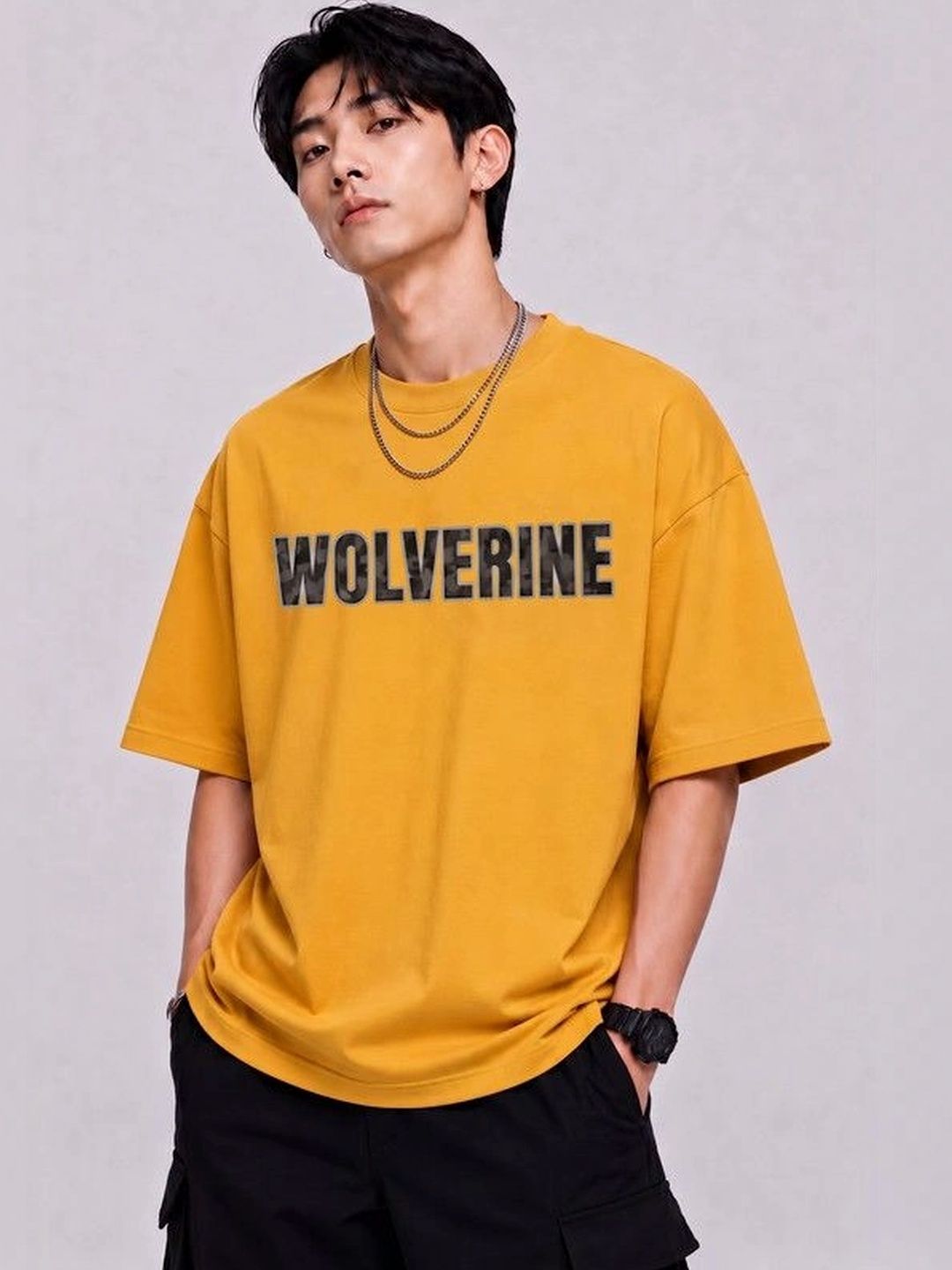 9TUNKI STUNKI Men Wolverine Typography Oversized T-shirt
