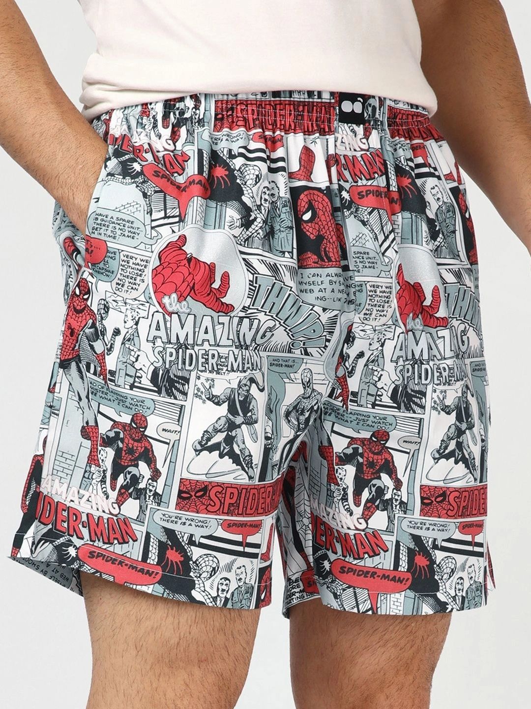 Bewakoof Marvel Men's White Spiderman All Over Printed Boxers