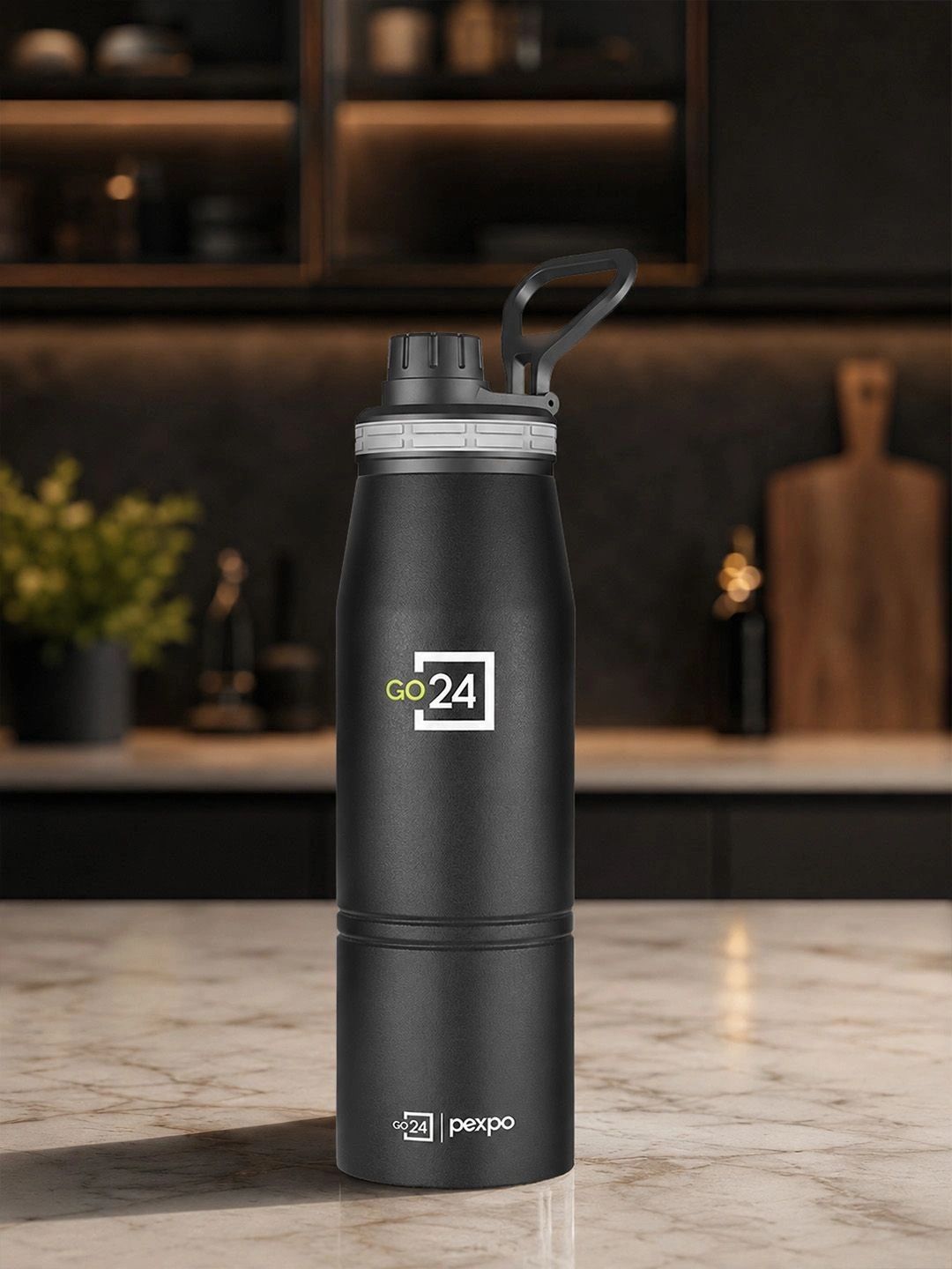 Pexpo Altros Kinght Black 3 Layer Insulated Stainless Steel Water Bottle 940ml