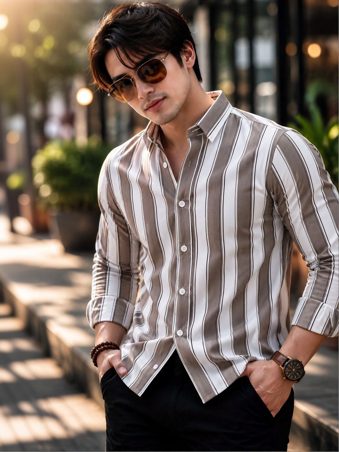 SHIRTZONE Men Comfort Striped Casual Shirt