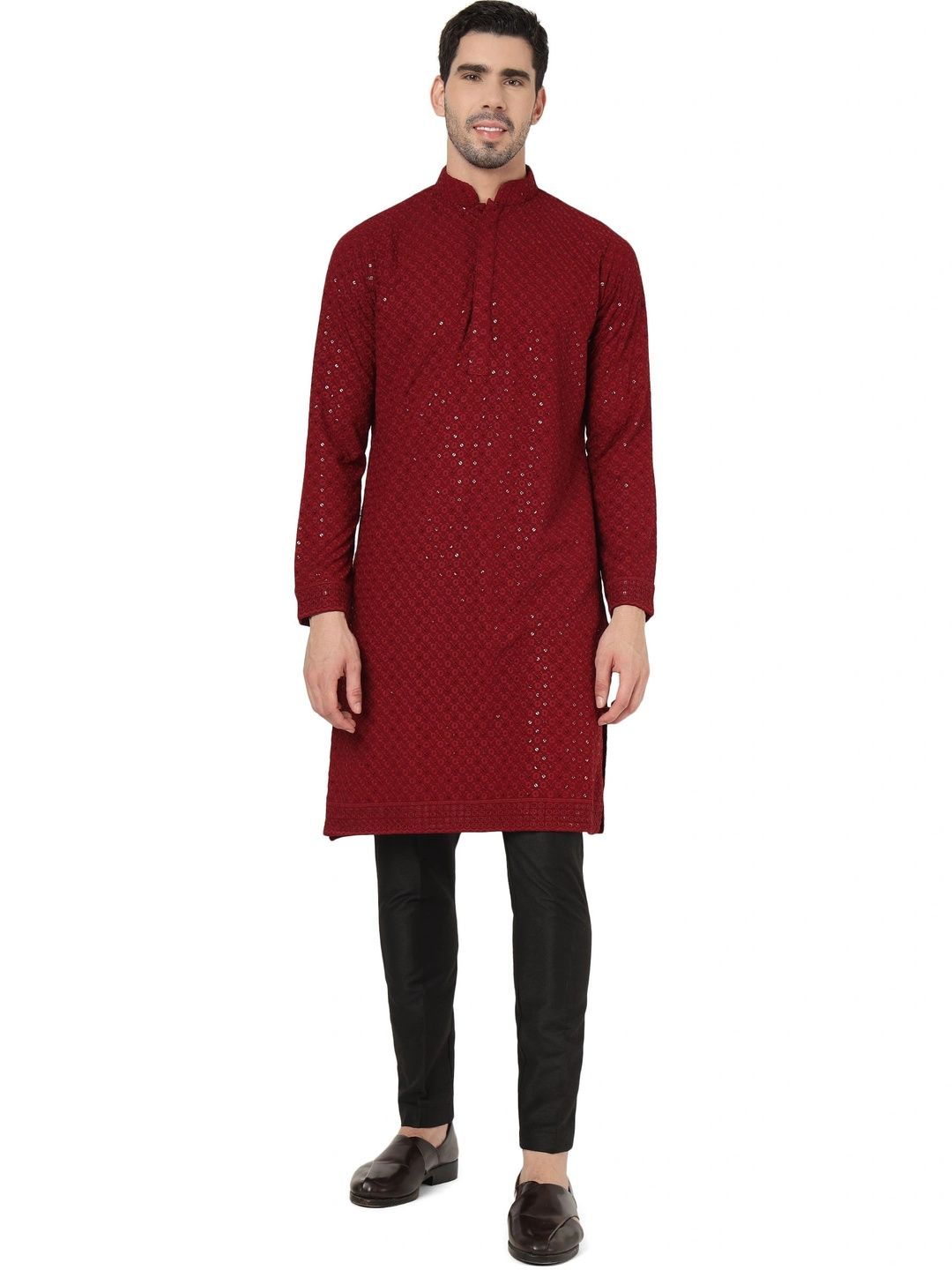 Kaashi Couture Men Embellished Mirror Work Kurta