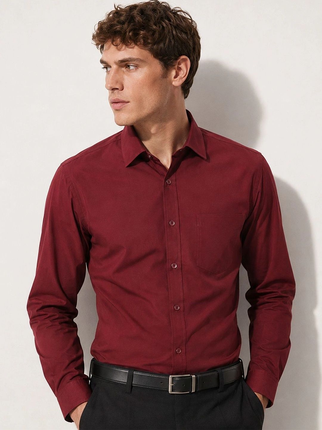 English Navy Slim Fit Cotton Formal Shirt