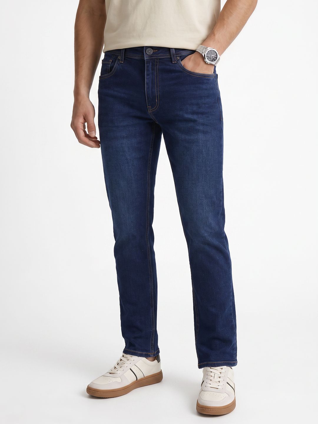 Peter England Men Spark Tapered Fit Stretchable Jeans