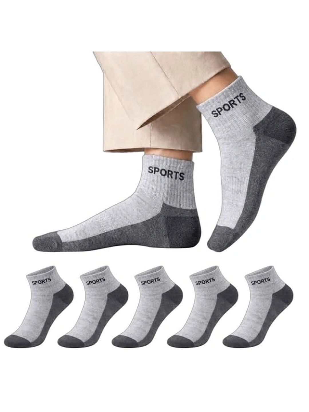 SOSHRE Men Pack of 3 Cotton Colourblocked Ankle Length Socks