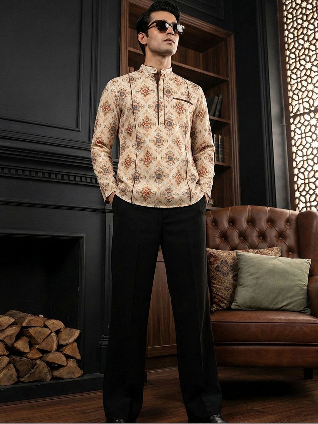 House of Pataudi Men Ethnic Motifs Printed Kurta
