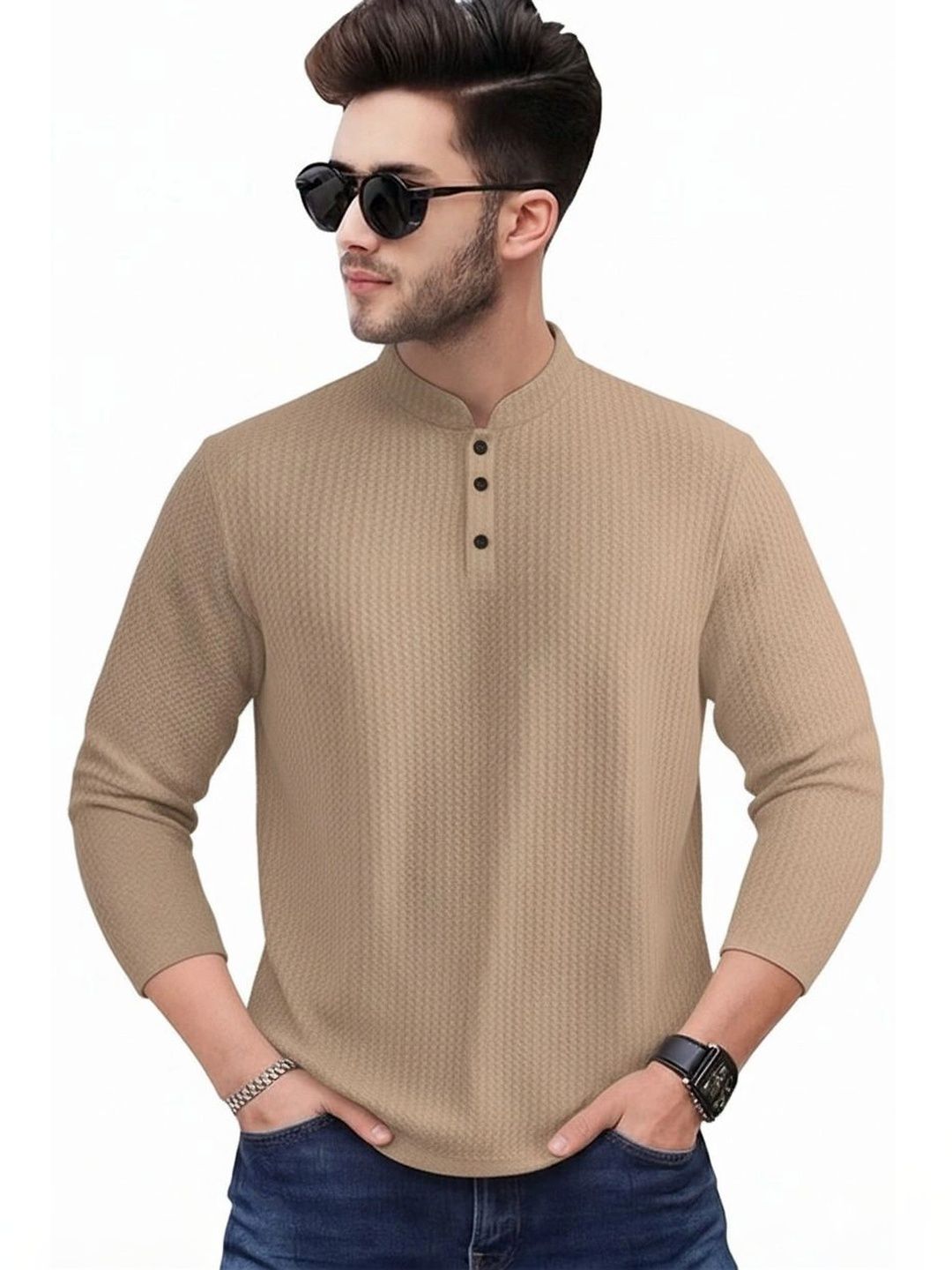 Metronaut Men Mandarin Collar T-shirt