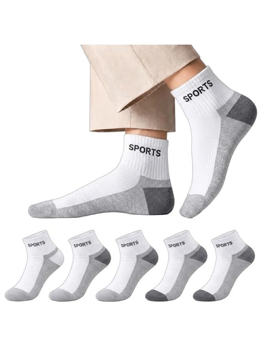 SOSHRE Men Pack of 3 Cotton Colourblocked Ankle Length Socks