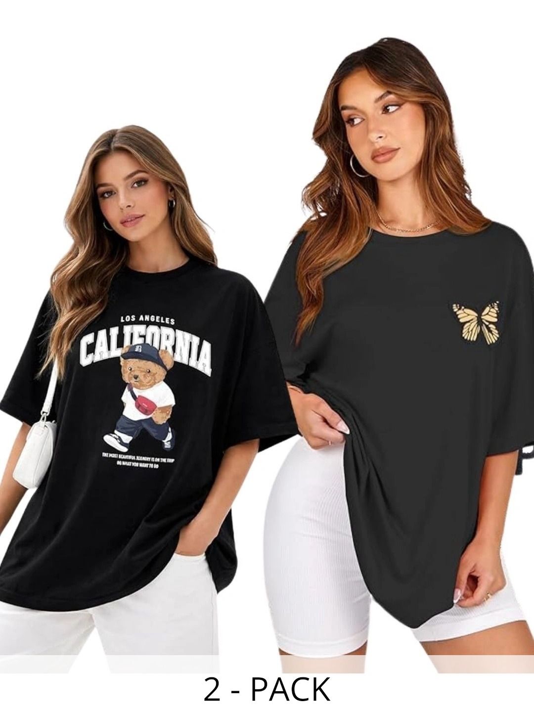 Annnackel Men 2 Printed Drop-Shoulder Sleeves T-shirt