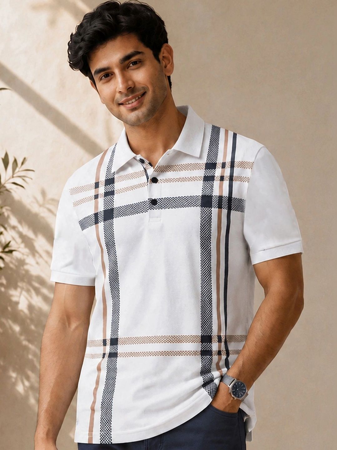 AUSK Men Printed Polo Collar T-shirt