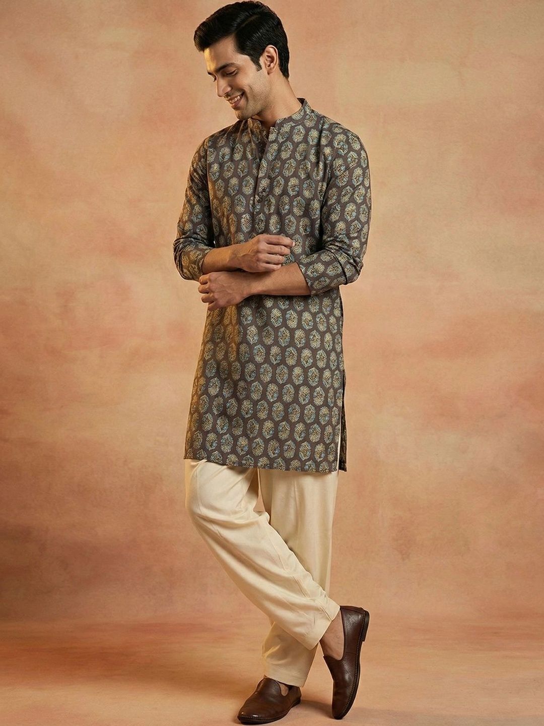 House of Pataudi Men Ethnic Motifs Printed Indie Prints Kurta