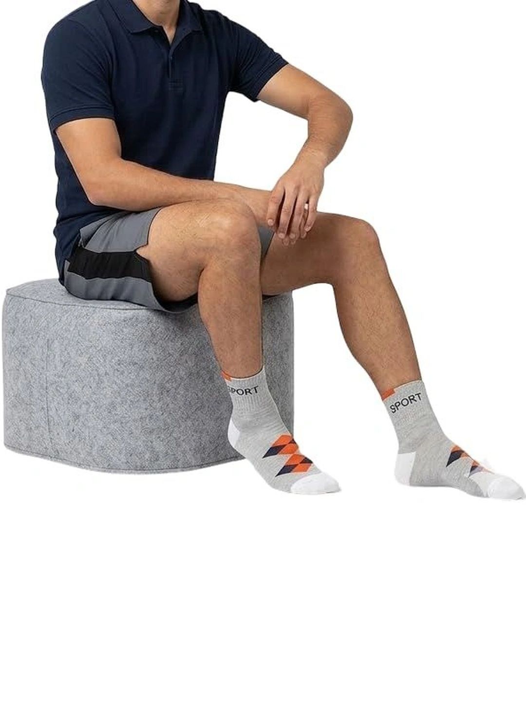 SOSHRE Men Pack of 3 Cotton Patterned Ankle Length Socks