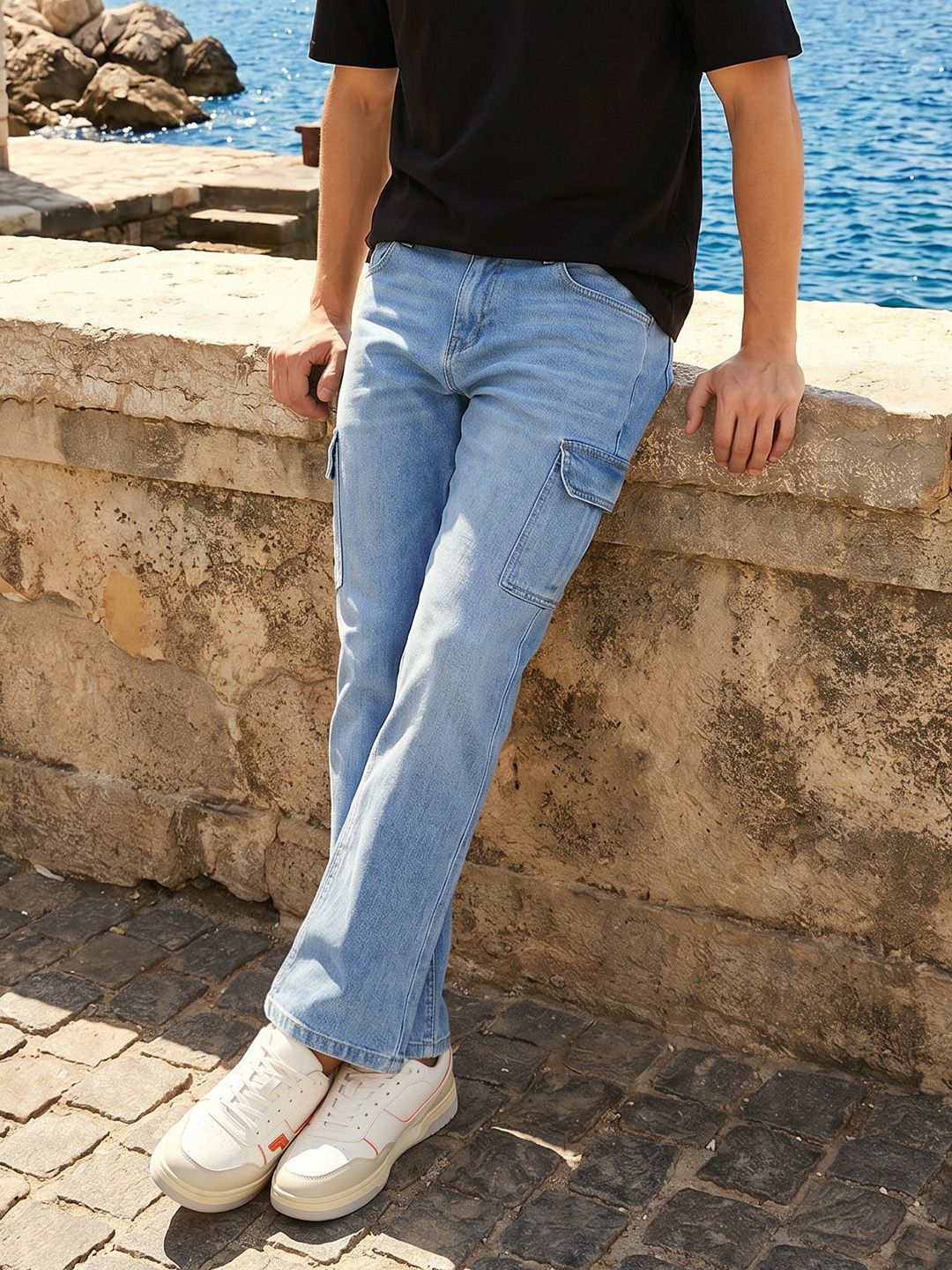 Mast & Harbour Men Slim Fit Cargo Jeans