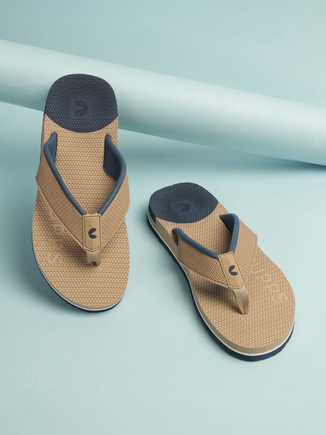 CHUPPS Men Beige Navy Brut Orthopedic Sliders