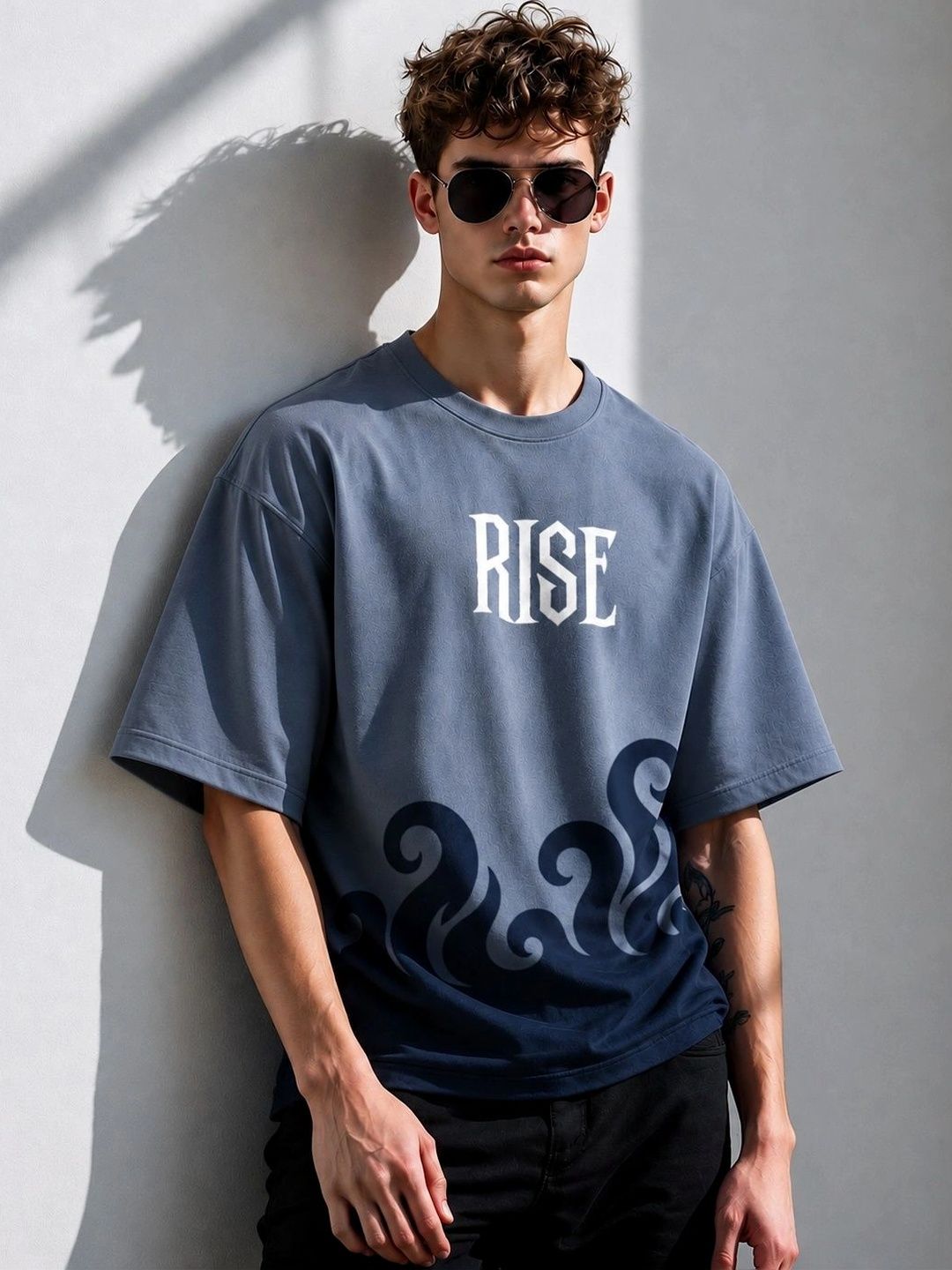 Infirax Men Typography Printed Drop-Shoulder Sleeves T-shirt